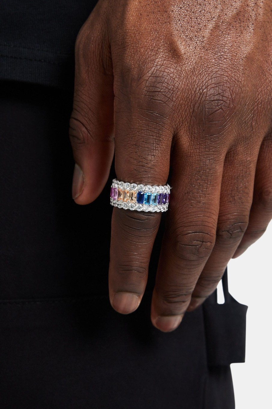 Rings | cernucci Rings Rainbow Cz Baguette Tennis Ring