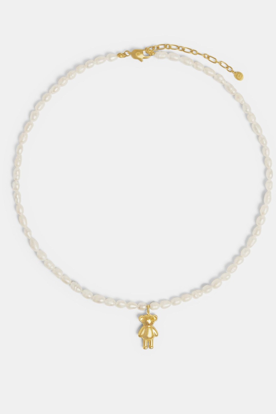 Chains | JWL-CHN-PRL Chains Gold Plated Seed Freshwater Pearl Necklace With Teddy Bear Charm