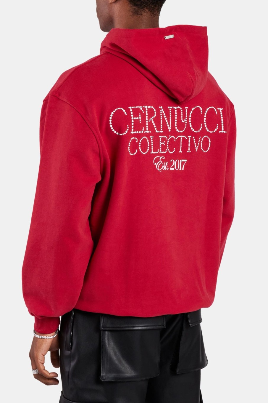 Hoodies & Sweatshirts | cernucci Hoodies & Sweatshirts Cernucci Pearl Embellished Hoodie - Red