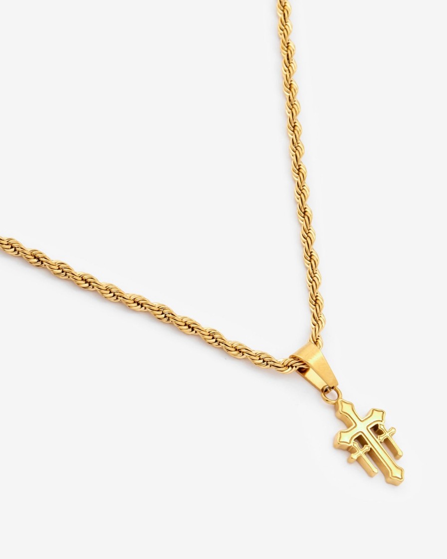 Necklaces | cernucci Necklaces 5Mm Cross Necklace - Gold