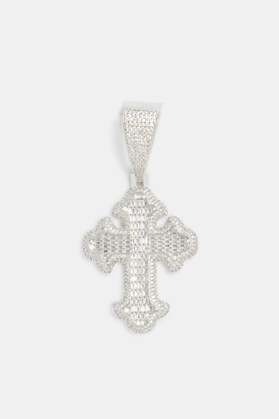 Cross Jewellery | cernucci Cross Jewellery 70Mm Iced Cz Vintage Cross Baguette Pendant