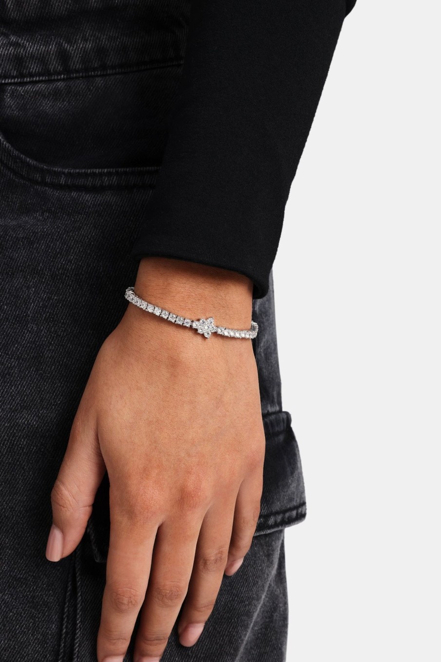 Iced Jewellery | cernucci Iced Jewellery Iced Flower Tennis Bracelet - White 3Mm