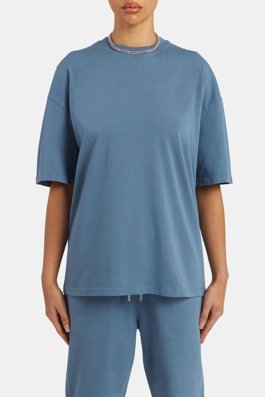 T-Shirts & Tops | CLO-TOP-TEE T-Shirts & Tops Ladies Oversized T-Shirt - Steel Blue