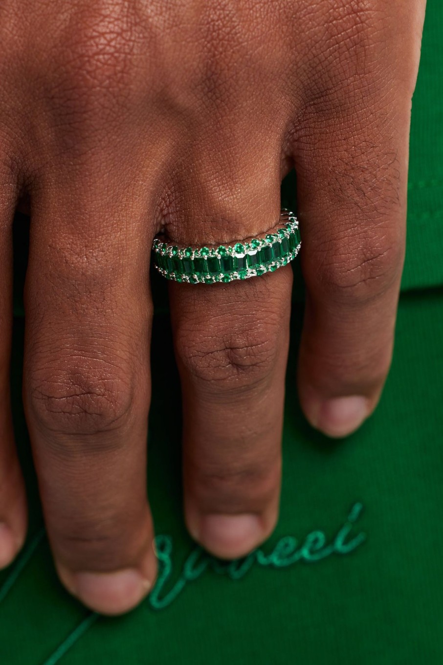 Rings | cernucci Rings Baguette Band Ring - Dark Green