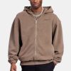 Hoodies & Sweatshirts | cernucci Hoodies & Sweatshirts Embroidered Zip Through Hoodie - Washed Brown