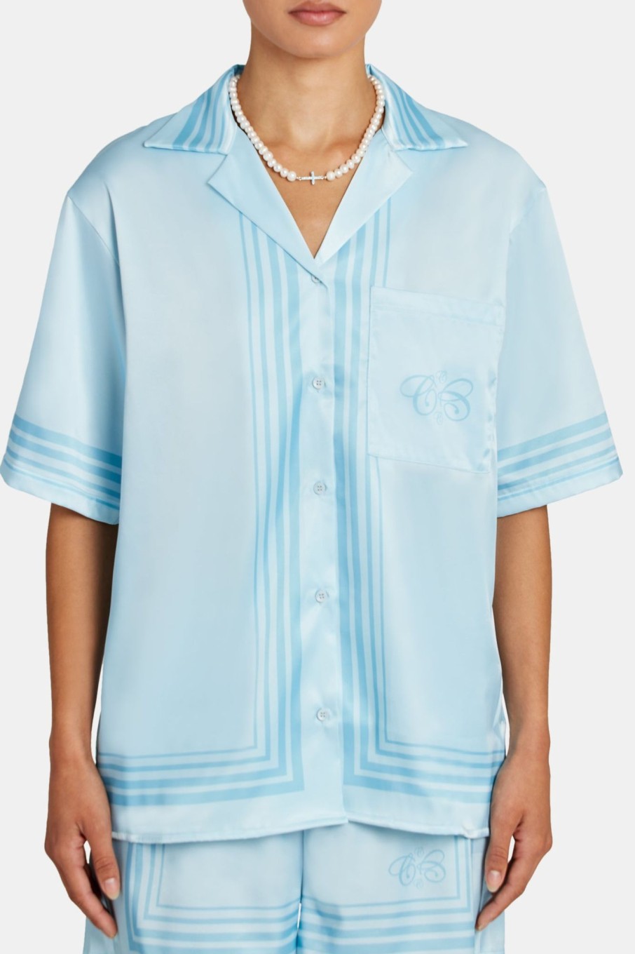 T-Shirts & Tops | CLO-TOP-SHIR T-Shirts & Tops C Logo Border Satin Shirt - Blue