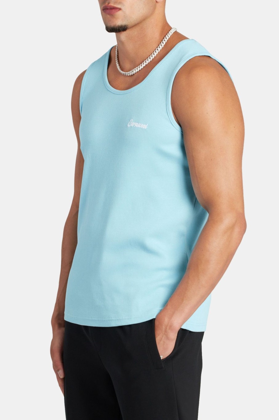 T-Shirts & Vests | cernucci T-Shirts & Vests Embroidered Slim Fit Vest - Blue