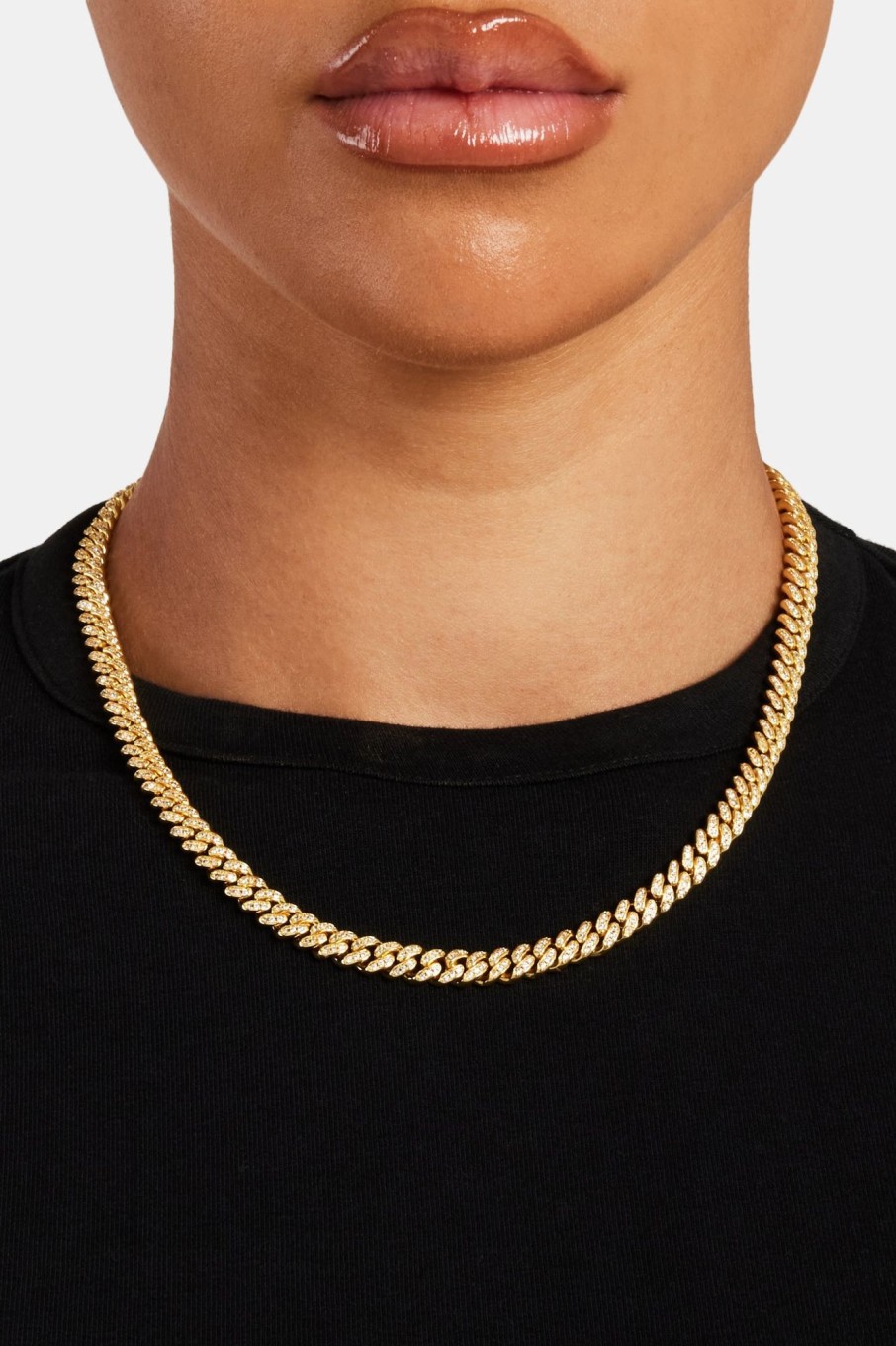 Chains | JWL-CHN Chains 6Mm Gold Plated Iced Cuban Chain