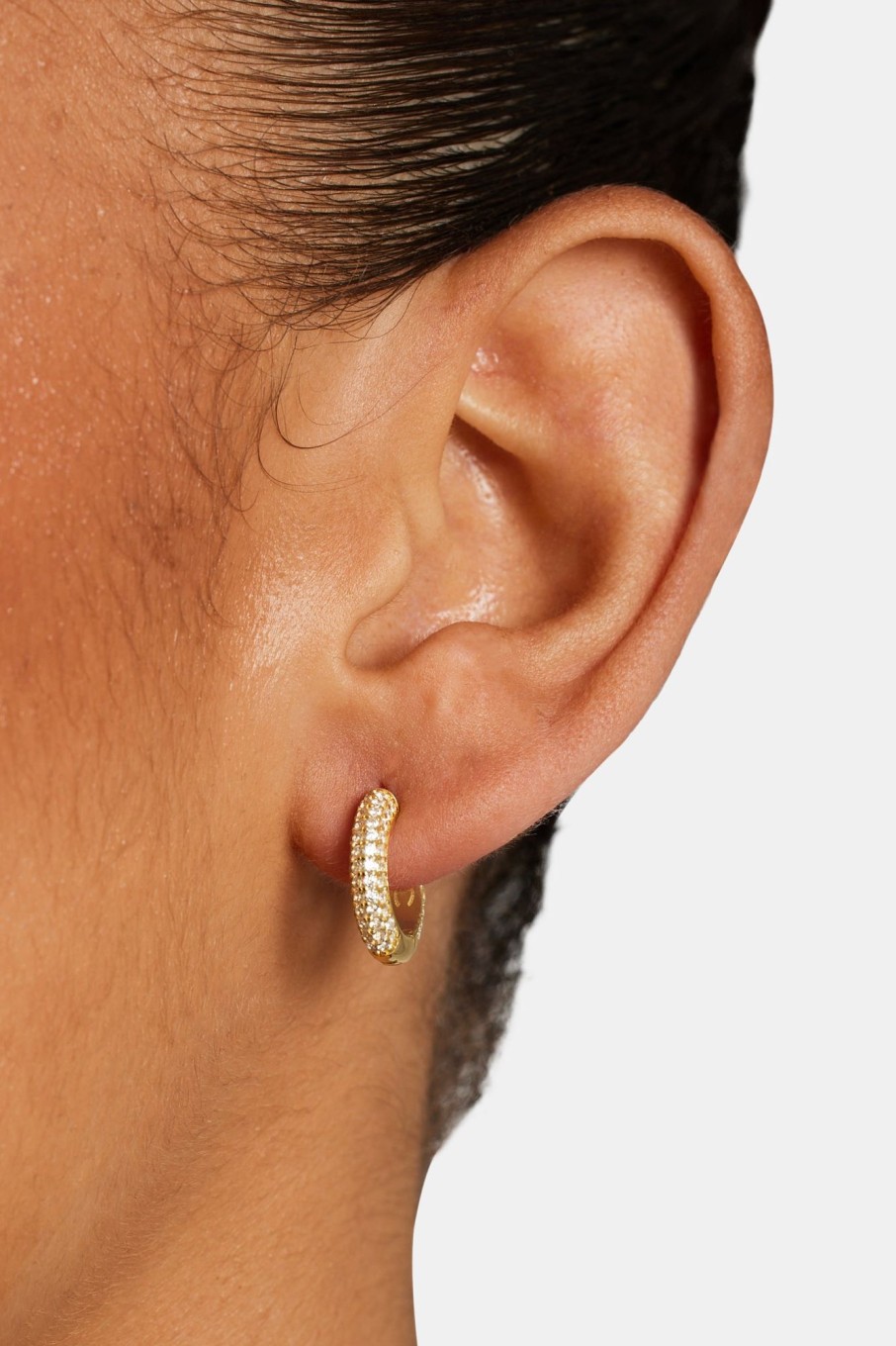 Iced Jewellery | JWL-EAR Iced Jewellery Womens Iced Hoop Earrings - Gold