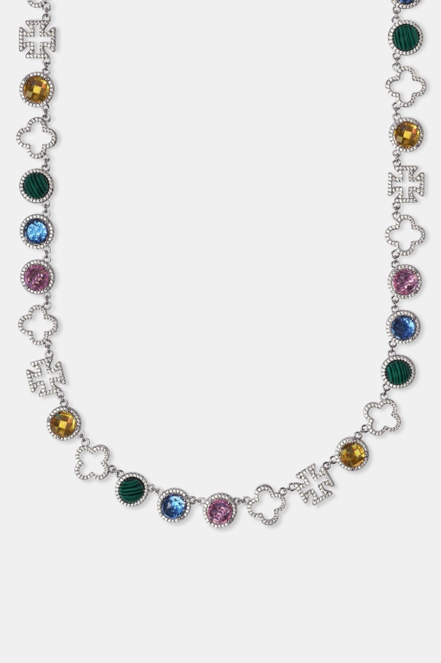 Iced Jewellery | JWL-CHN Iced Jewellery Motif U0026 Multi Gemstone Chain - White