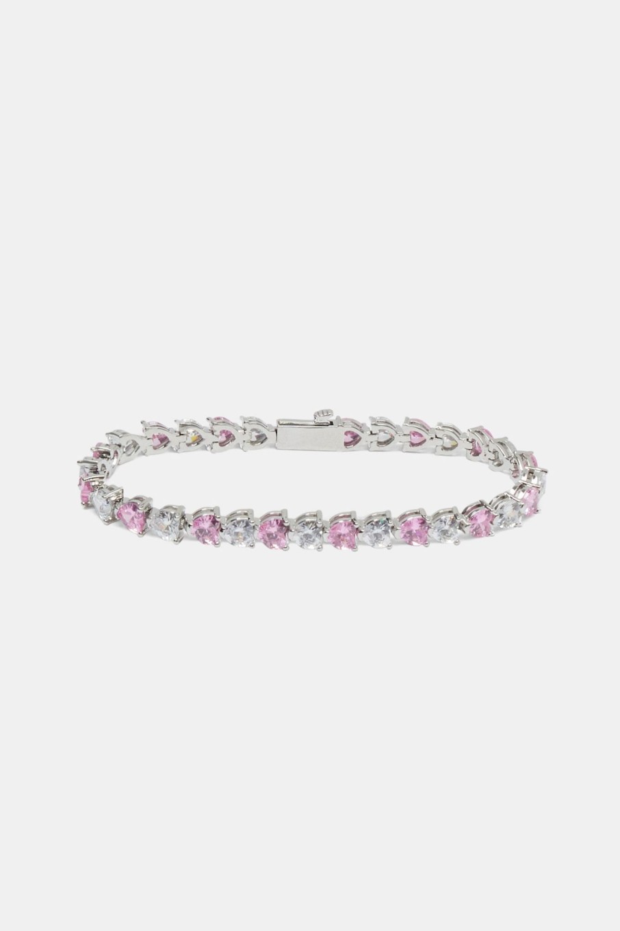 Iced Jewellery | JWL-BRA Iced Jewellery Pink U0026 Clear Heart Tennis Bracelet - White