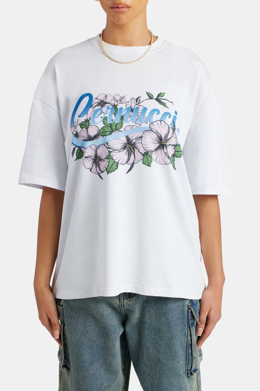 T-Shirts & Tops | CLO-TOP-TEE T-Shirts & Tops Oversized Floral Graphic T-Shirt - White