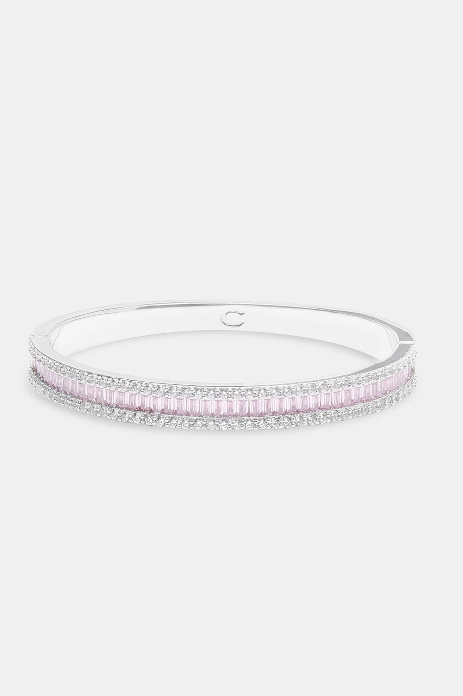 Bracelets & Bangles | JWL-BRA Bracelets & Bangles Pink Baguette Stone Bangle - White 8Mm