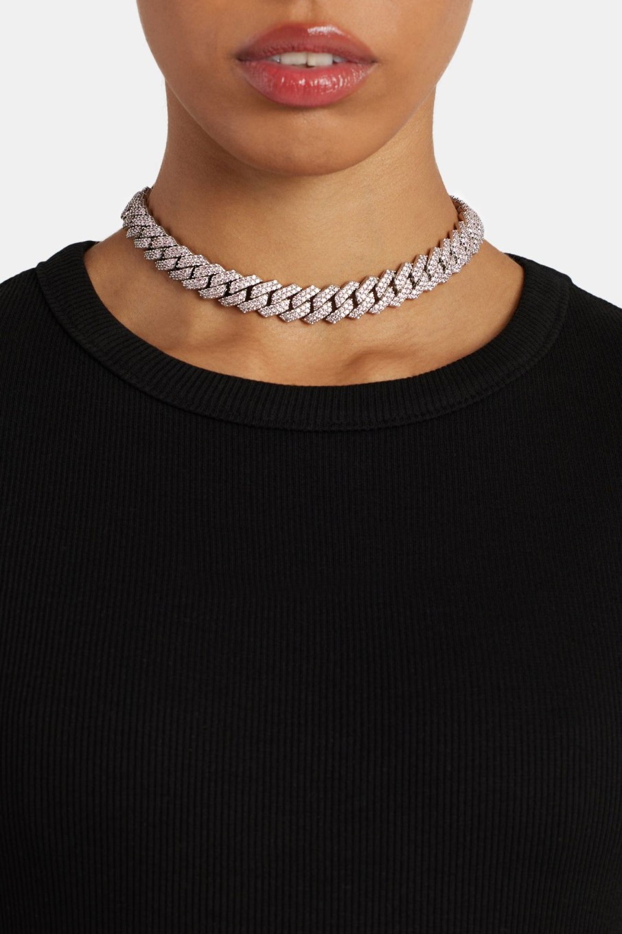 Chokers | JWL-CHN Chokers 14Mm Pink Prong Cuban Chain Choker