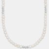 Pearl Necklaces & Bracelets | cernucci Pearl Necklaces & Bracelets Baroque Freshwater Pearl Metallic Bead Necklace - White