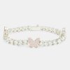 Iced Jewellery | JWL-BRA Iced Jewellery 5Mm Iced Pink Cz Tennis Butterfly Bracelet