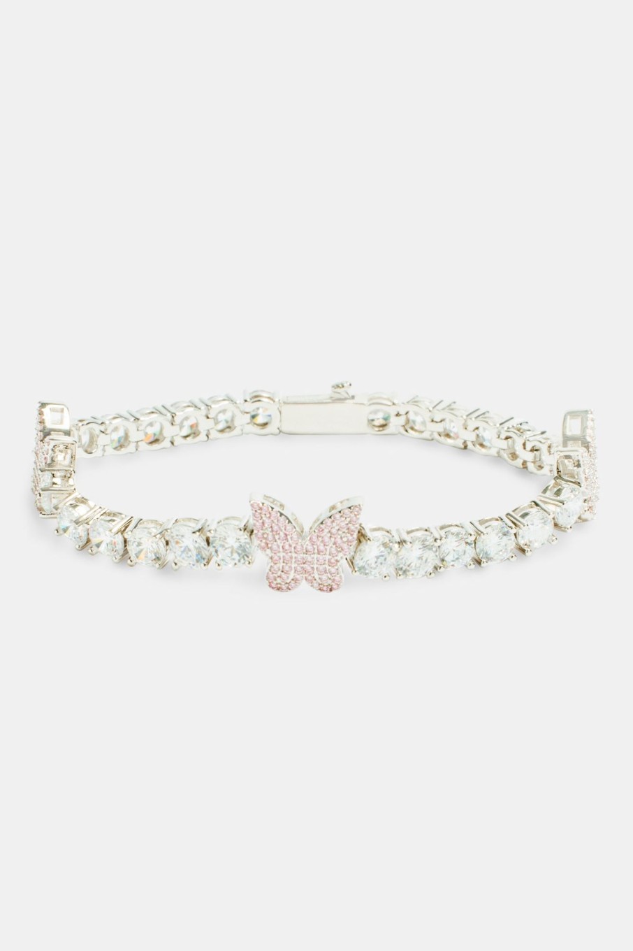 Iced Jewellery | JWL-BRA Iced Jewellery 5Mm Iced Pink Cz Tennis Butterfly Bracelet