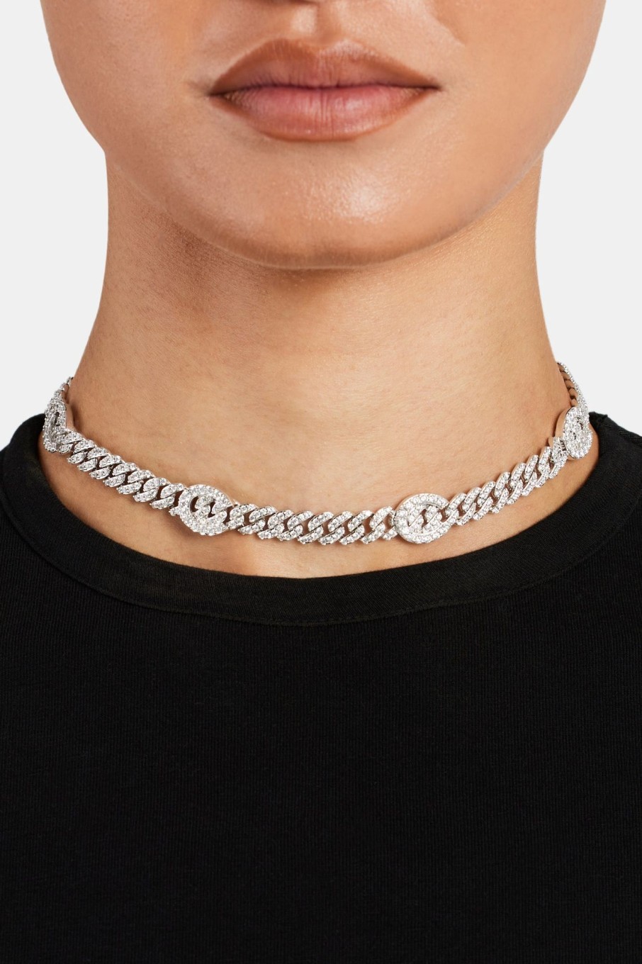 Chokers | JWL-CHN Chokers 8Mm Iced Cz C Repeat Choker