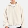 Hoodies & Sweatshirts | cernucci Hoodies & Sweatshirts Borg Half Zip Sweatshirt - Off White