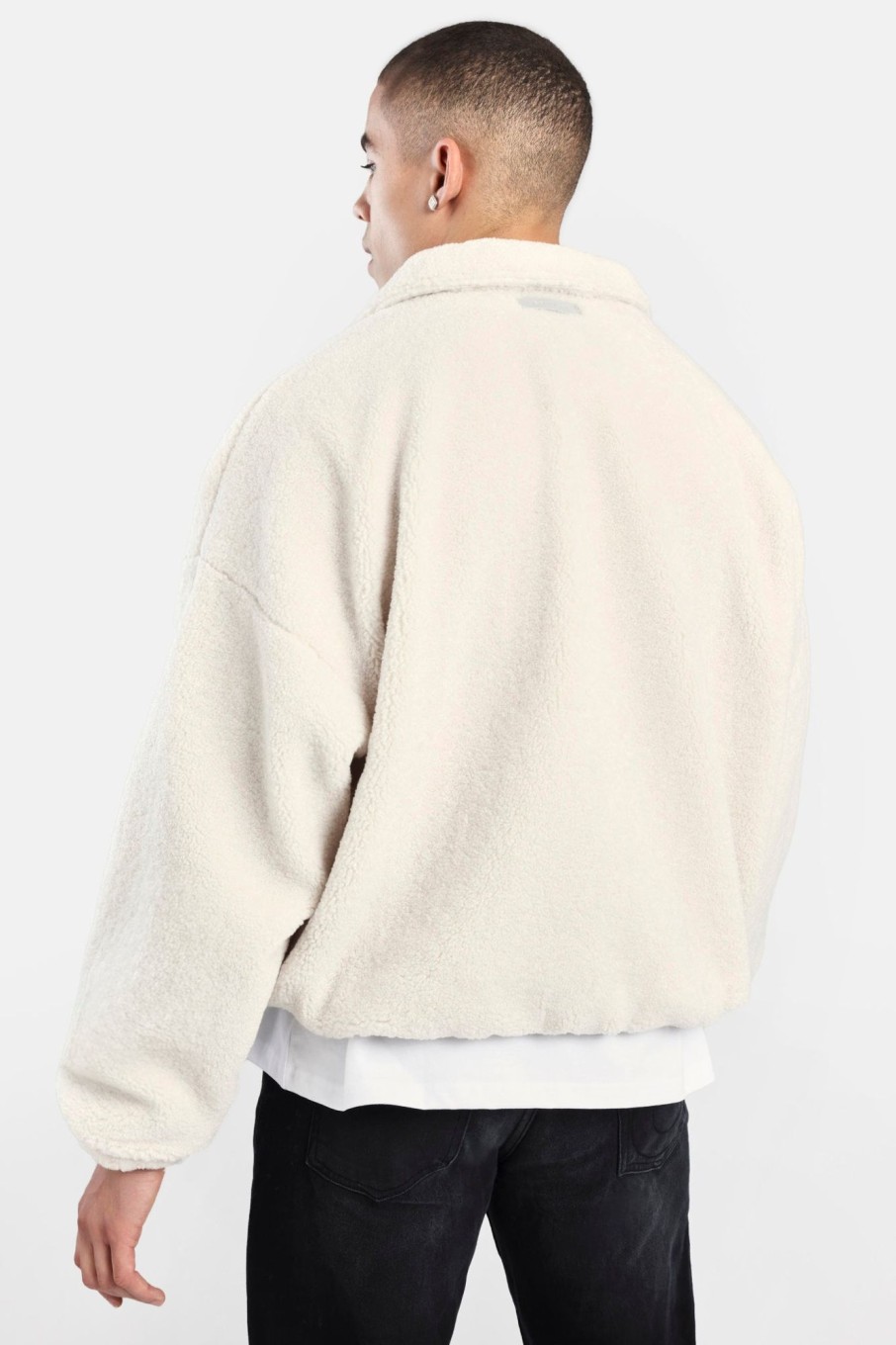 Hoodies & Sweatshirts | cernucci Hoodies & Sweatshirts Borg Half Zip Sweatshirt - Off White