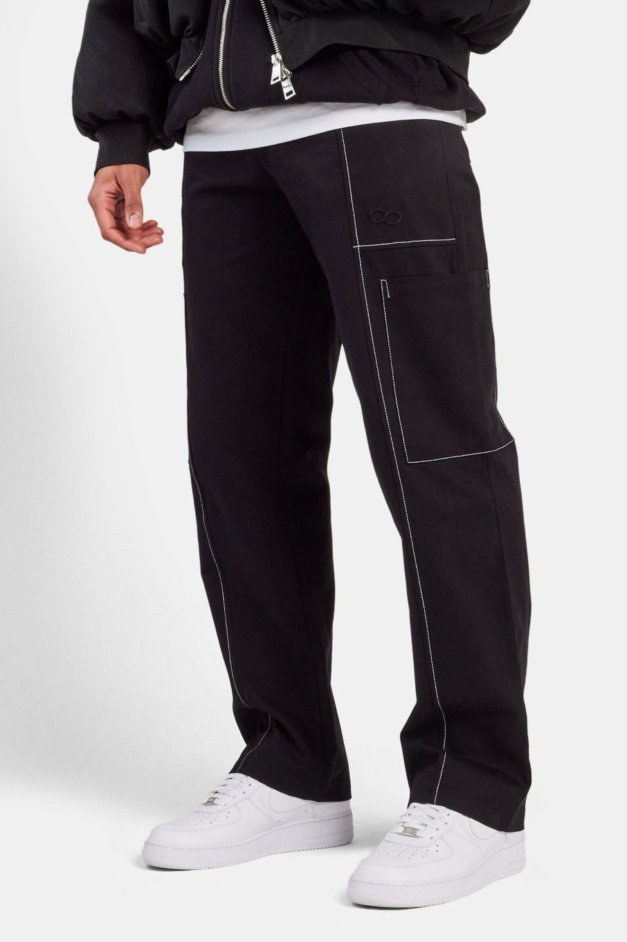 Trousers & Joggers | CLO-BOT-TRO Trousers & Joggers Relaxed Contrast Stitch Cargo Trouser - Black