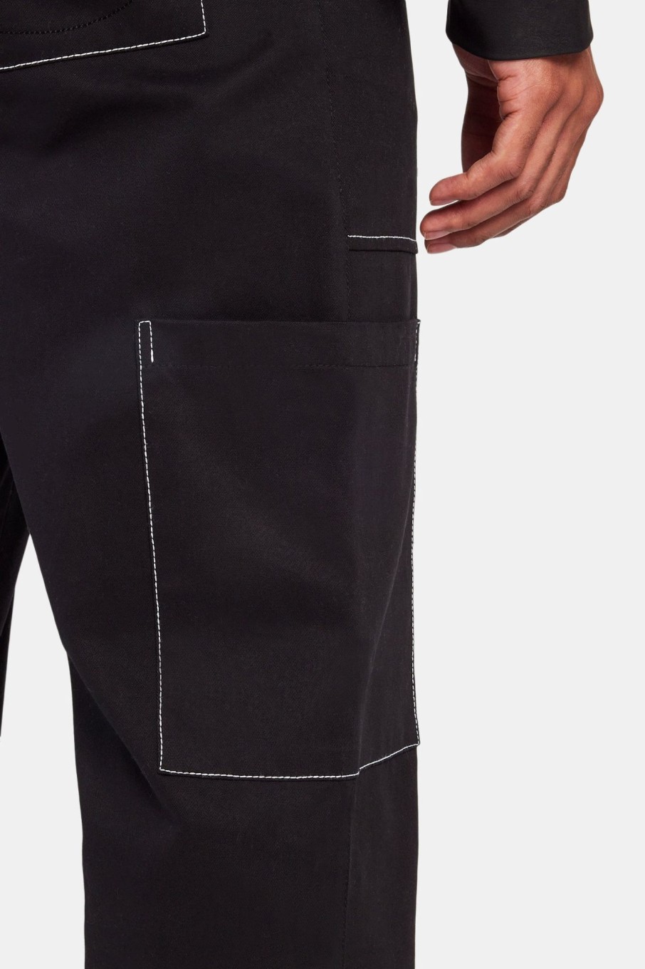 Trousers & Joggers | CLO-BOT-TRO Trousers & Joggers Relaxed Contrast Stitch Cargo Trouser - Black