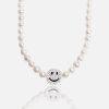 Necklaces | cernucci Necklaces Iced Face Motif Freshwater Pearl Necklace