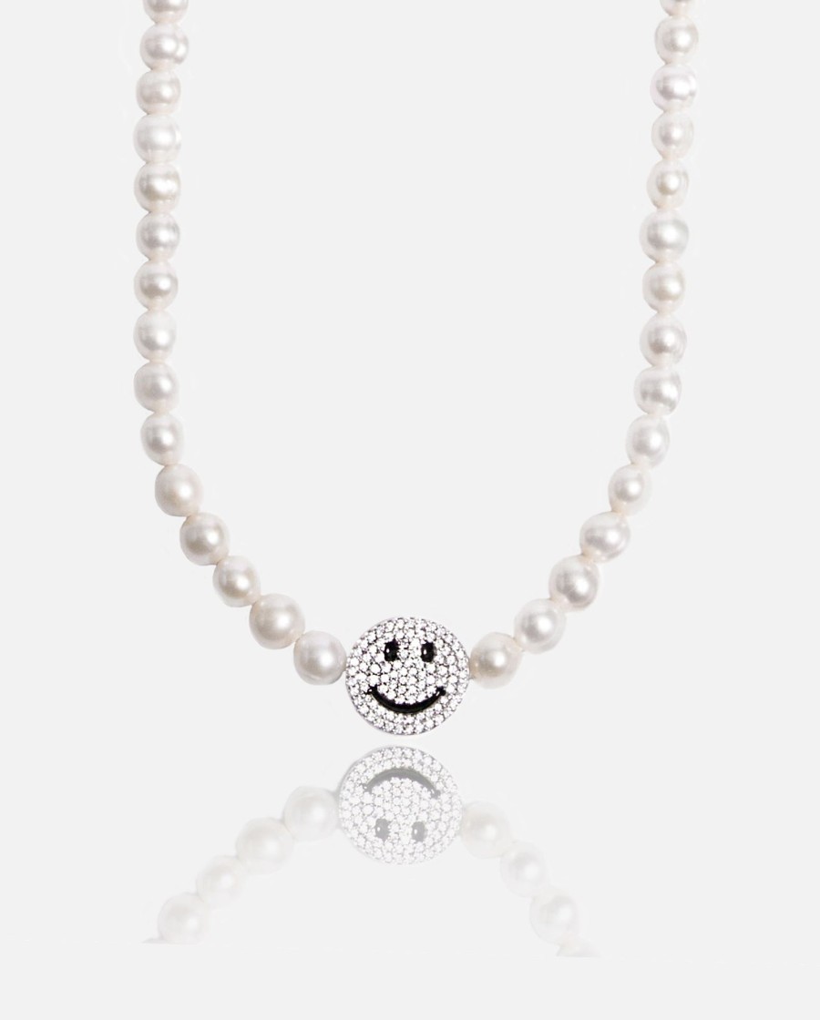 Necklaces | cernucci Necklaces Iced Face Motif Freshwater Pearl Necklace