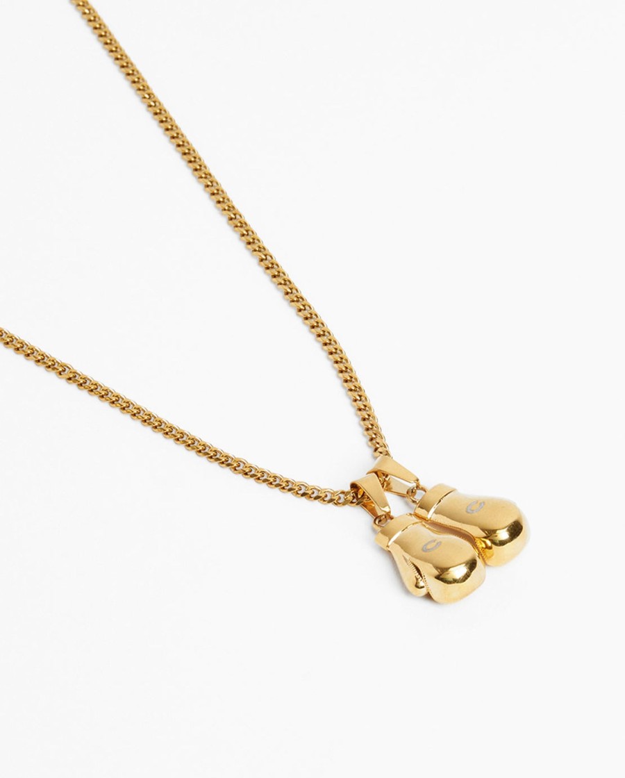 Necklaces | cernucci Necklaces 3Mm Boxing Glove Cuban Chain Necklace - Gold