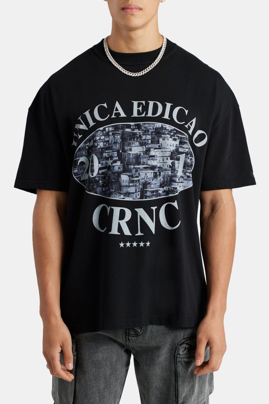 T-Shirts & Vests | cernucci T-Shirts & Vests Oversized Favela Graphic T-Shirt - Black