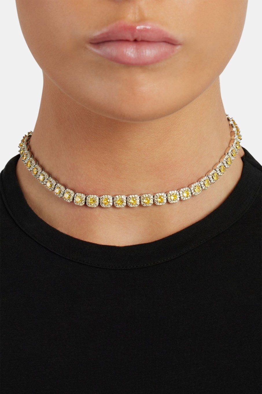 Chokers | JWL-CHN Chokers 7Mm Yellow Iced Clustered Tennis Chain Choker