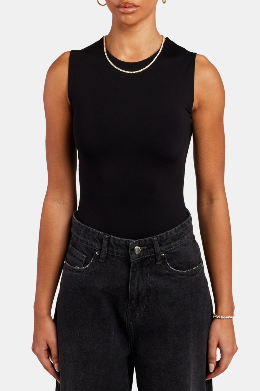 T-Shirts & Tops | CLO-TOP-BODY T-Shirts & Tops High Neck Sleeveless Bodysuit - Black