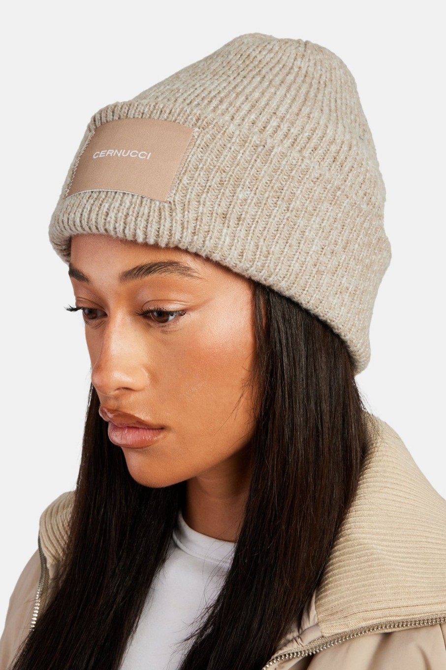 Accessories | cernucci Accessories Cernucci Woven Label Beanie - Beige