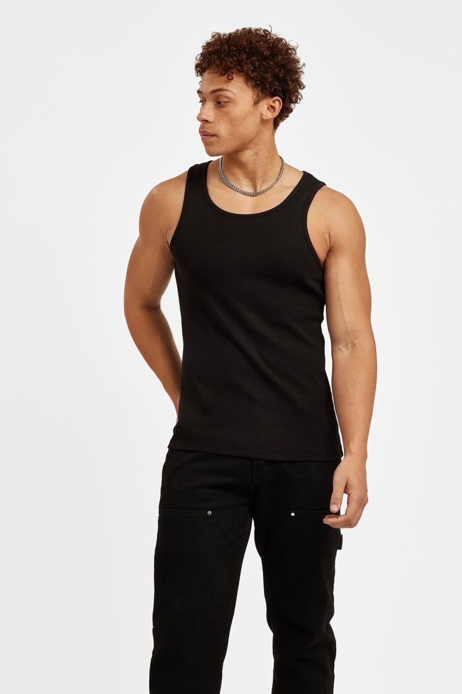 T-Shirts & Vests | CLO-TOP-TEE T-Shirts & Vests Cernucci Muscle Fit Ribbed Vest - Black