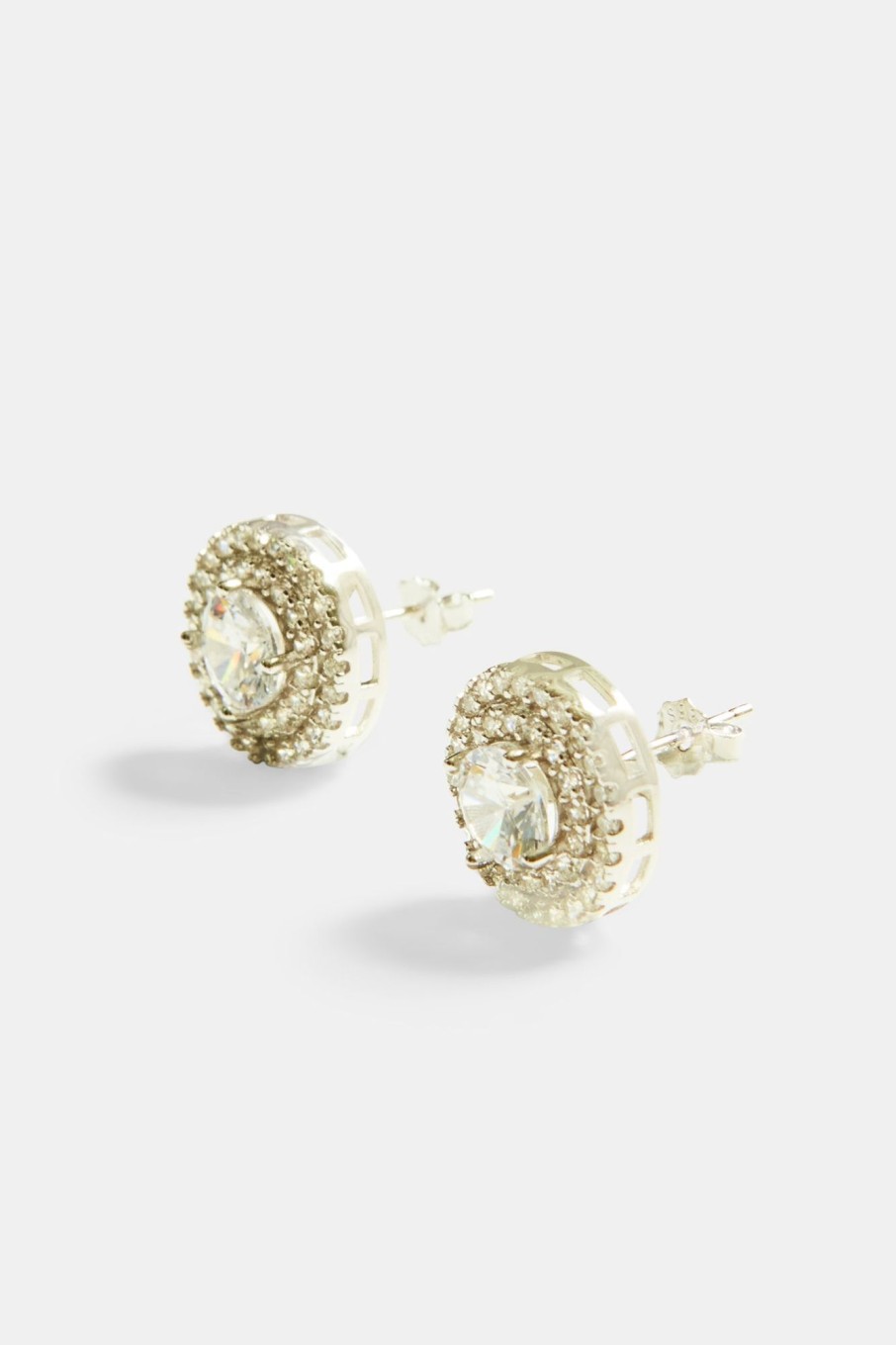 Earrings | JWL-EAR Earrings Sterling Silver Iced Round Cz Pave Stud Earrings