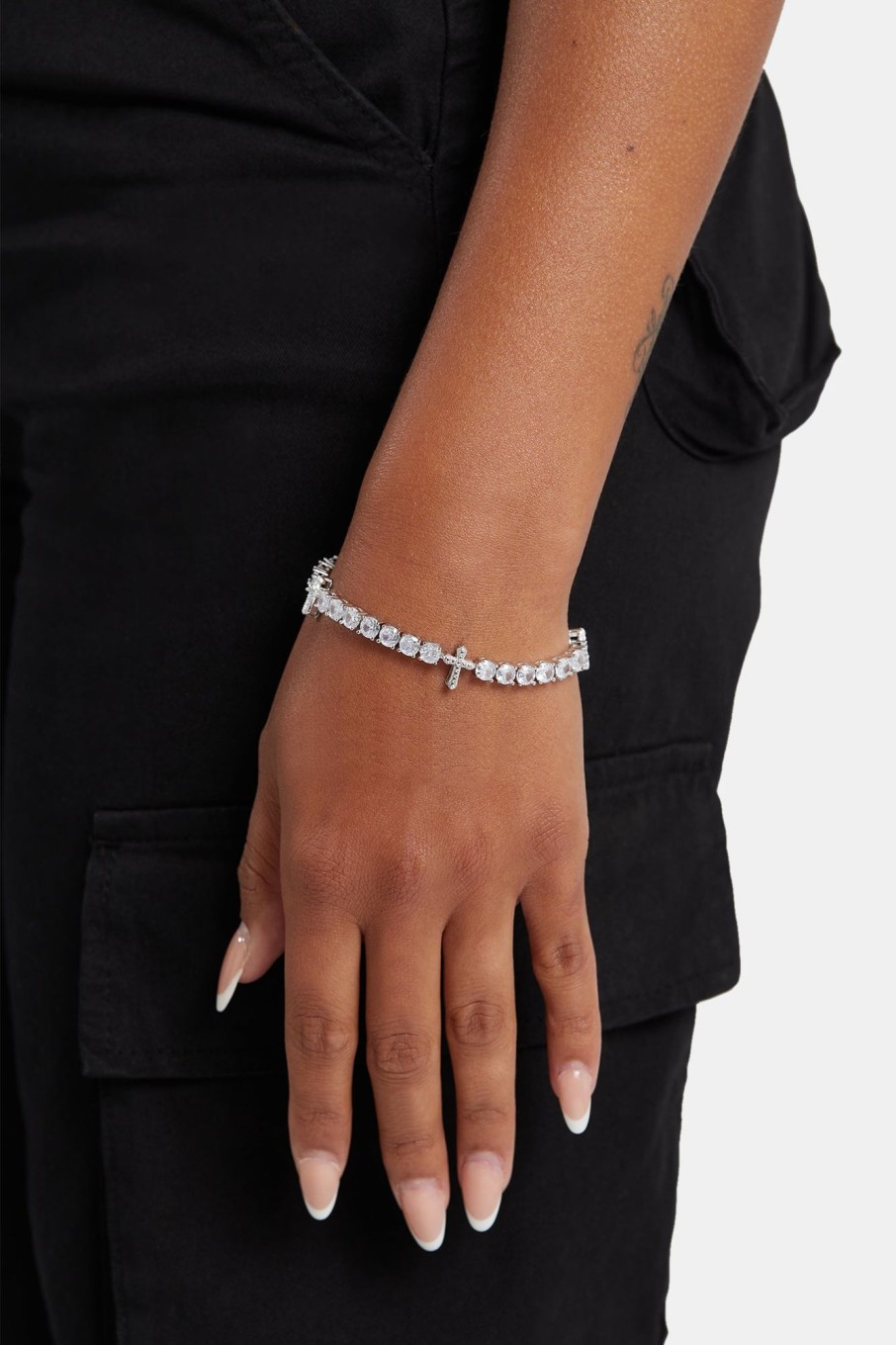 Iced Jewellery | JWL-BRA Iced Jewellery Iced Cz Cross Tennis Bracelet