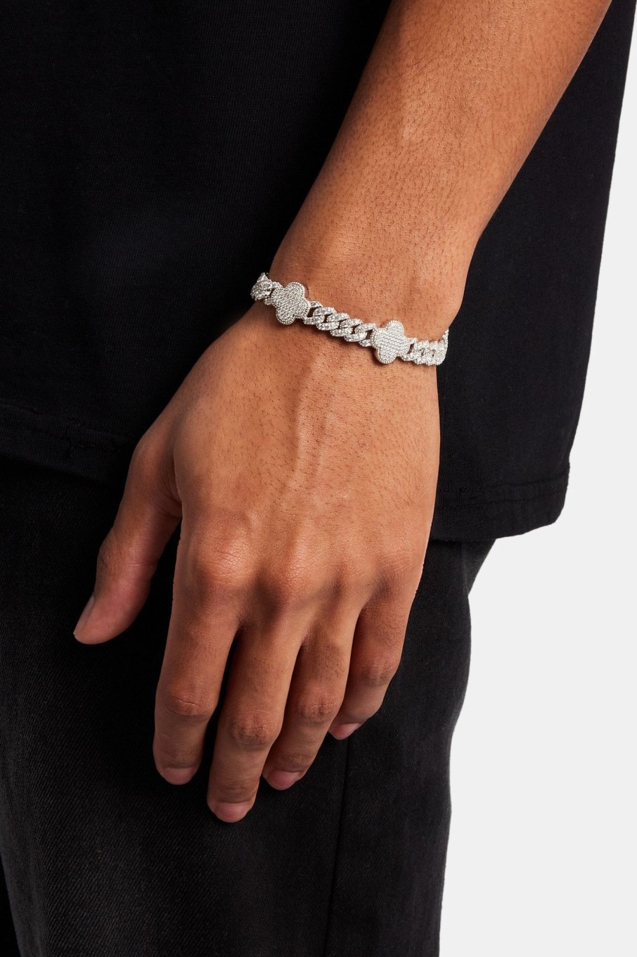 Bracelets & Bangles | cernucci Bracelets & Bangles Iced Motif Cuban Bracelet - White