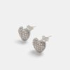 Earrings | JWL-EAR Earrings Sterling Silver Iced Cz Pave Heart Stud Earrings