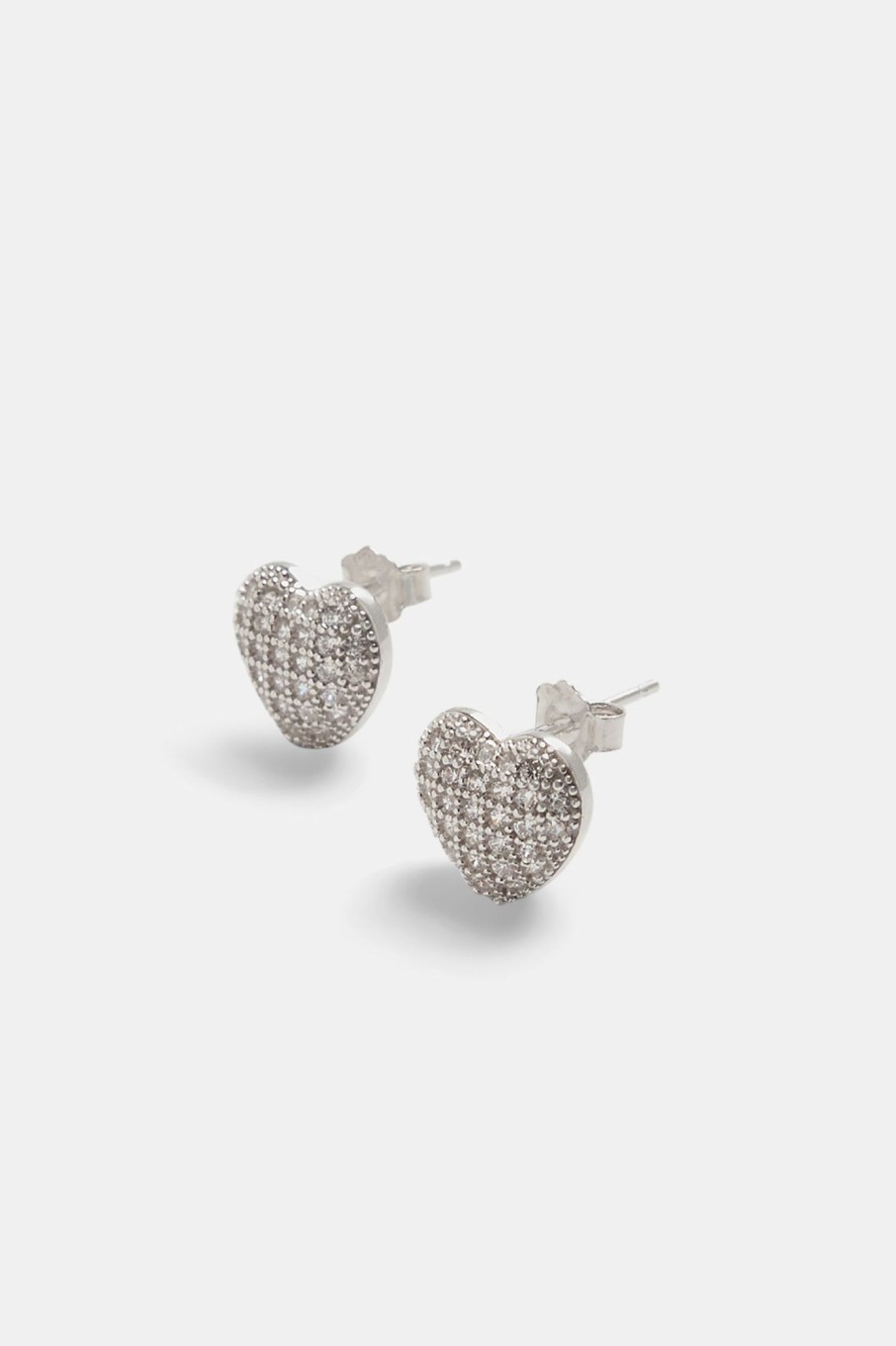 Earrings | JWL-EAR Earrings Sterling Silver Iced Cz Pave Heart Stud Earrings