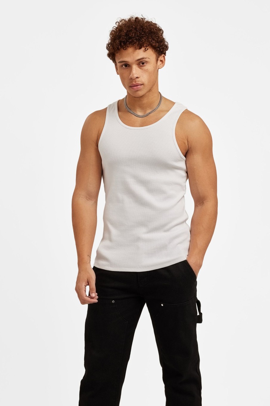 T-Shirts & Vests | CLO-TOP-TEE T-Shirts & Vests Cernucci Muscle Fit Ribbed Vest - White