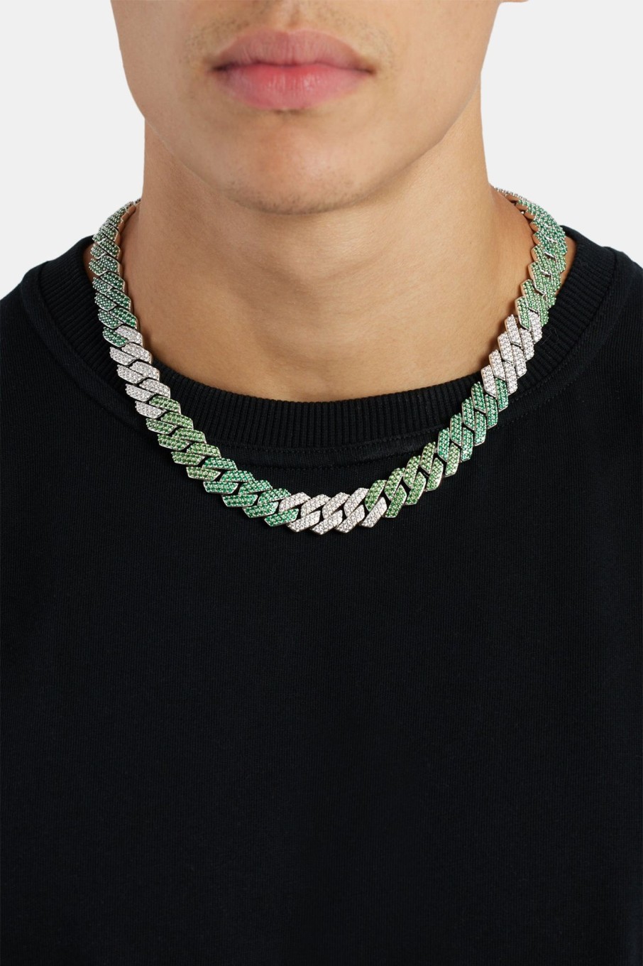 Chains | cernucci Chains 14Mm Iced Green Gradient Cuban Chain