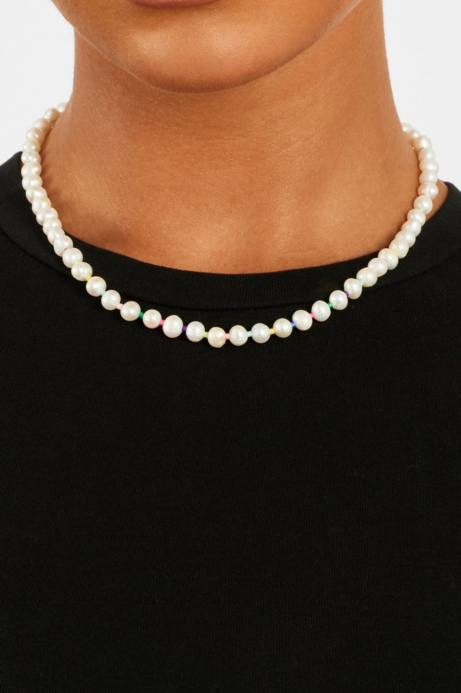 Pearls | JWL-CHN-PRL Pearls 6Mm Freshwater Pearl U0026 Multi Colour Micro Bead Necklace