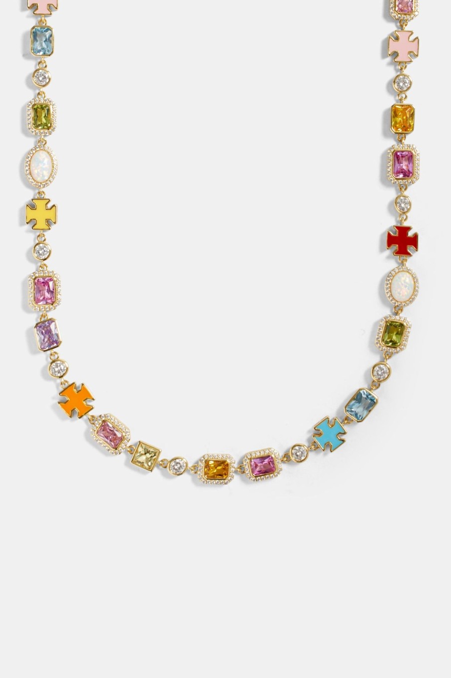 Necklaces | cernucci Necklaces Pink Multi Gemstone Motif Necklace - Gold