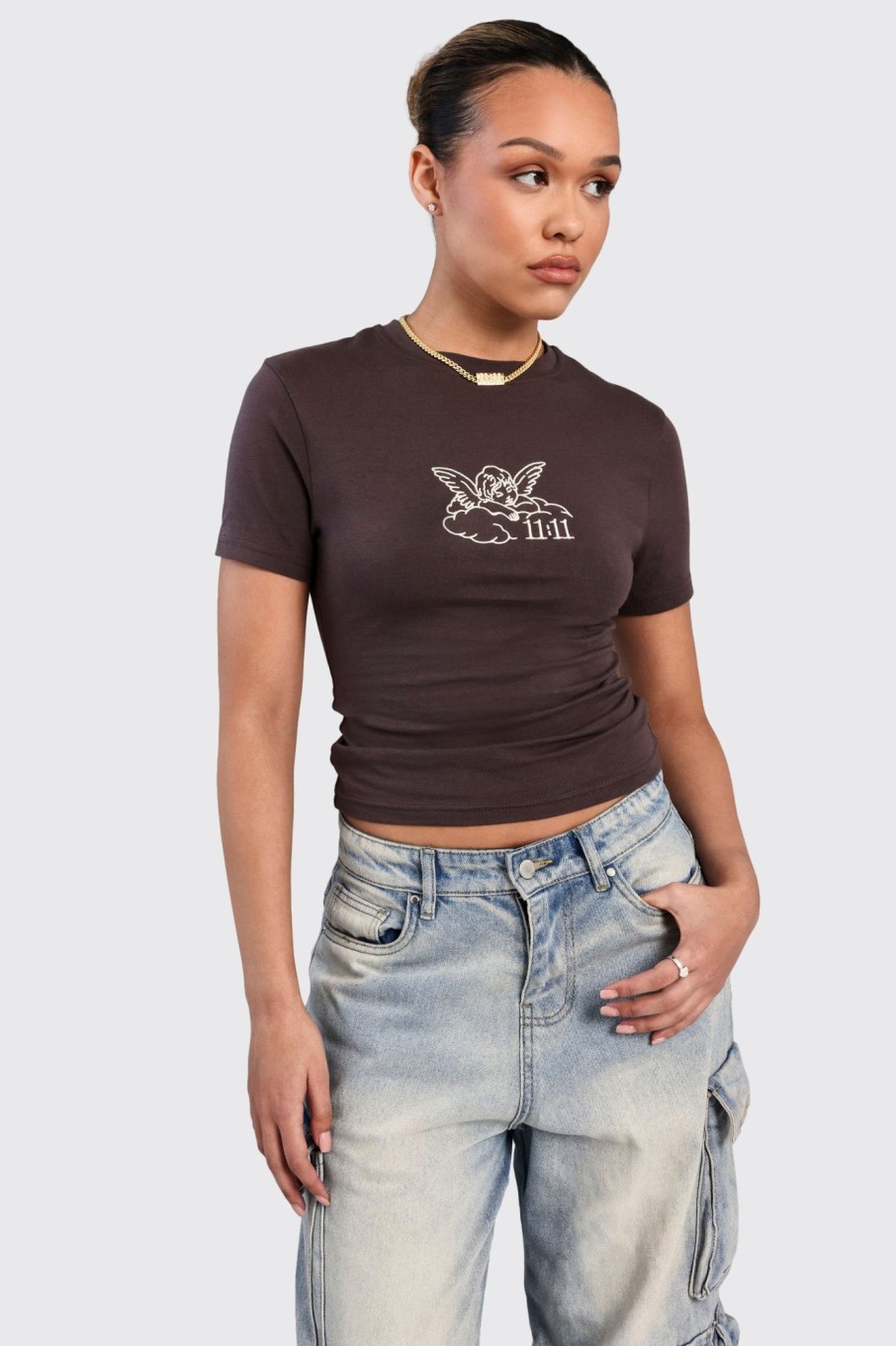 T-Shirts & Tops | cernucci T-Shirts & Tops Cherub Print Baby Tee - Chocolate