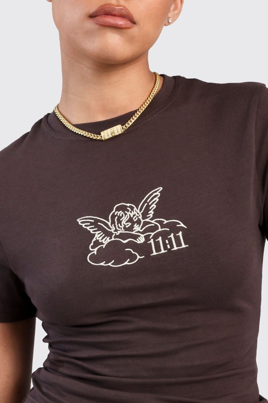 T-Shirts & Tops | cernucci T-Shirts & Tops Cherub Print Baby Tee - Chocolate