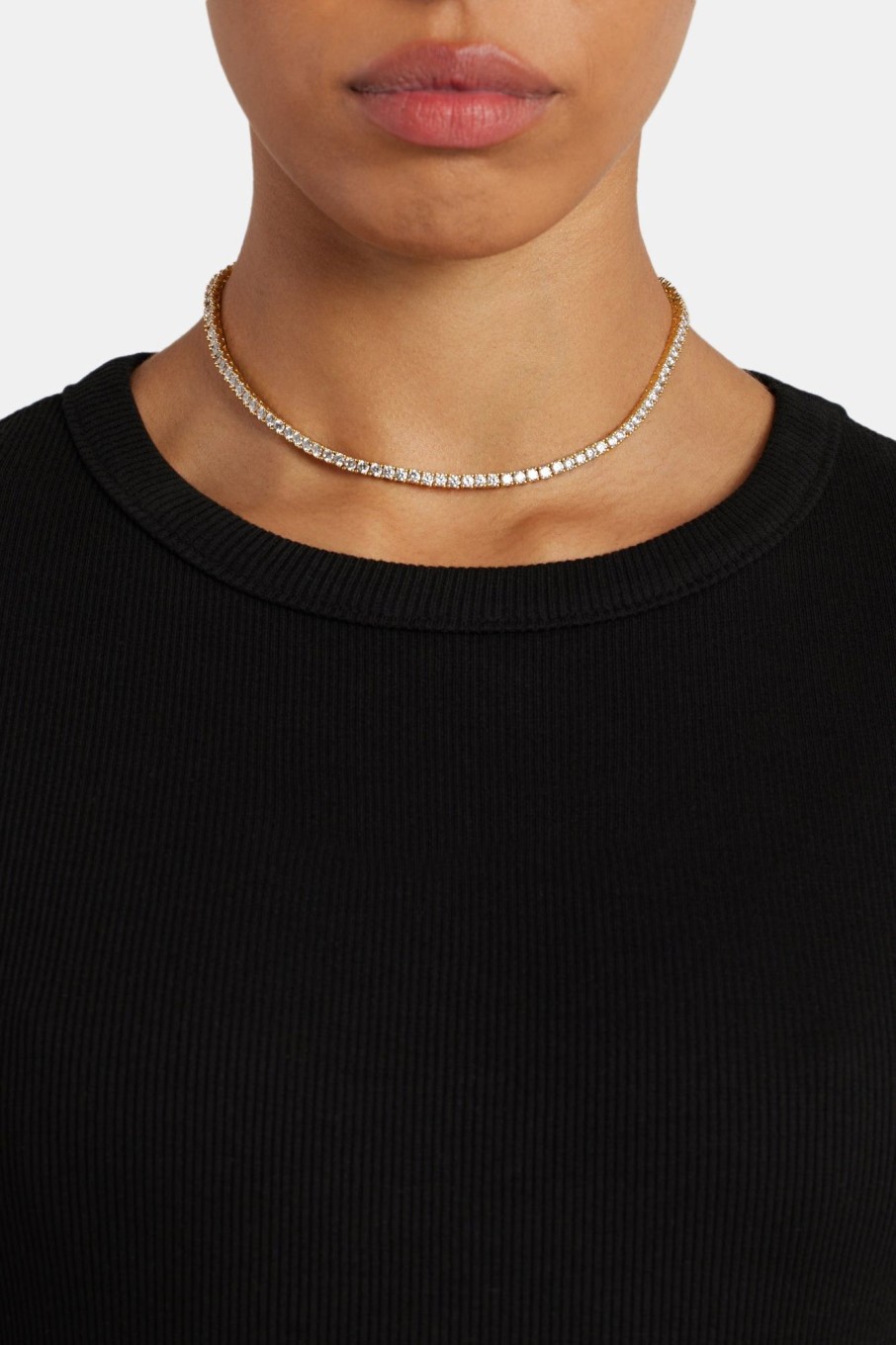 Iced Jewellery | JWL-CHN Iced Jewellery 3Mm Tennis Chain Choker - Gold