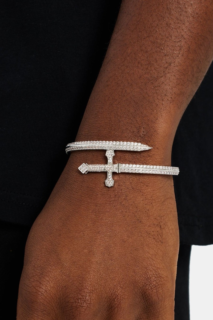 Cross Jewellery | cernucci Cross Jewellery Iced Cz Pave Cross Bangle