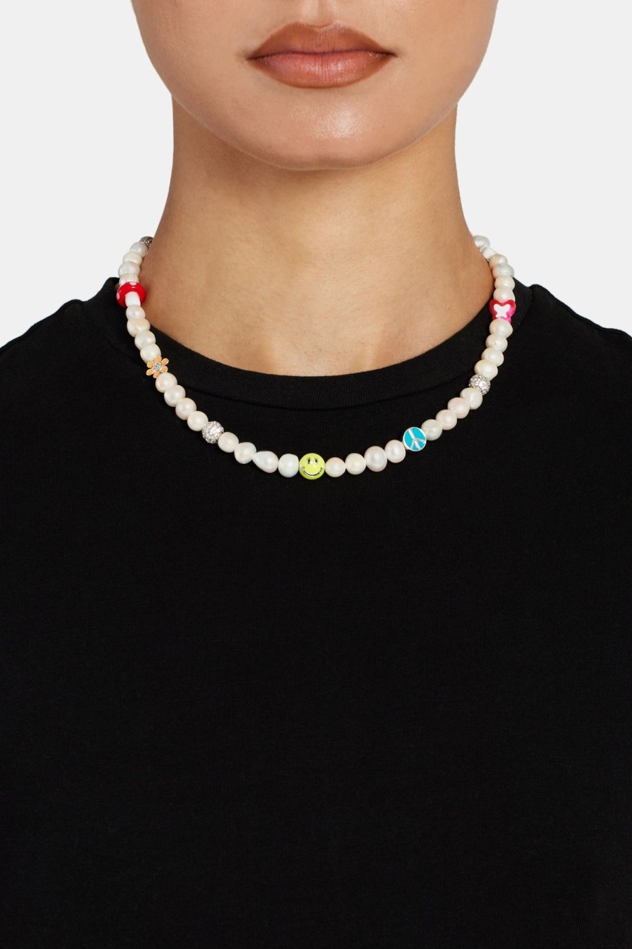 Necklaces | JWL-NECK-PRL Necklaces 8Mm Freshwater Pearl Mixed Motif Bead Necklace