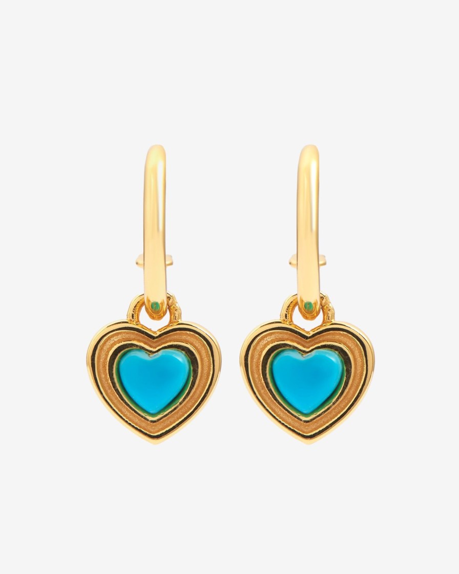 Earrings | JWL-EAR Earrings Heart Enamel Hoop Earrings - Gold