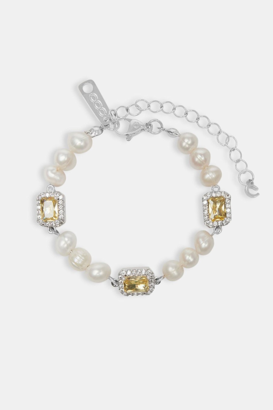 Pearls | JWL-BRA-PRL Pearls Freshwater Pearl Lemon Gemstone Bracelet - White